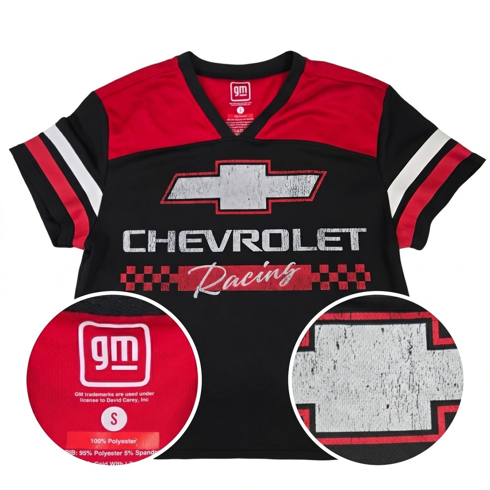 Chevy Chevrolet Racing Jersey Shirt S Small Black Red David Carey Mesh V Neck